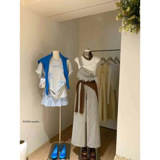 📍พร้อมส่ง📍3755💌เอี้ยมกางเกงขายาวลายริ้ว เนื้อผ้าดี งานสวย TAG:WG.WE 🇰🇷
