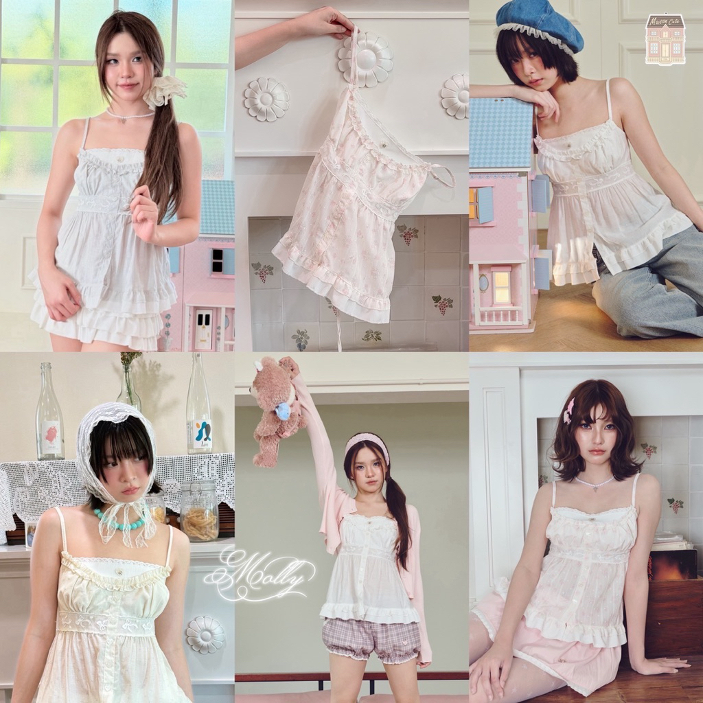 RIKA น้องMolly สายเดี่ยวจีบอกลูกไม้โบว์