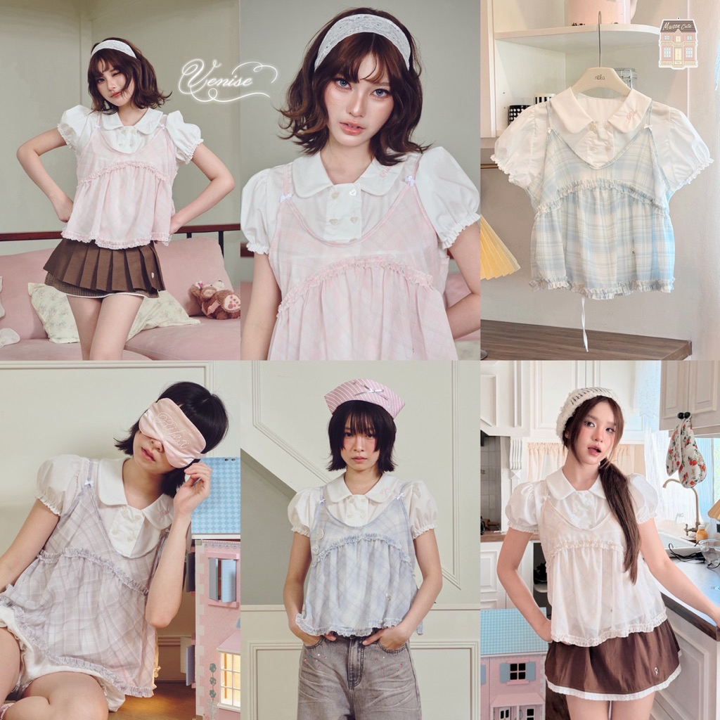 RIKA น้อง Venise เสื้อเชิ้ตคอบัวหรือสายเดี่ยวระบายอก (จำหน่ายแยกชิ้น)