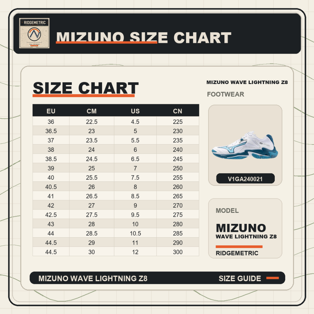 ของแท้ 100%Mizuno Wave Lightning Z8 รูปที่ 8