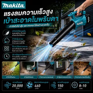 เครื่องเป่าลมไร้สาย ดูดฝุ่นและเป่าลม 2in1 แบตเตอรี่ลิเธียมความจุสูง มอเตอร์ 20,000RPM ใช้งานได้ทั้งในบ้าน รถยนต์ สวน และ