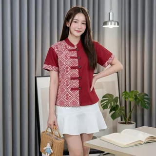 เสื้อคอจีน ลายขิด- ทูโทนมี 7 สี