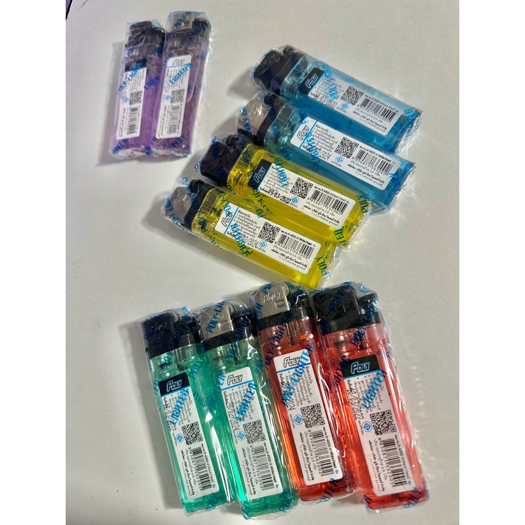ไฟแช็กก๊าซแบบใช้แล้วทิ้ง ยี่ห้อ Poly Lighter ห่อพลาสติกแยกชิ้น