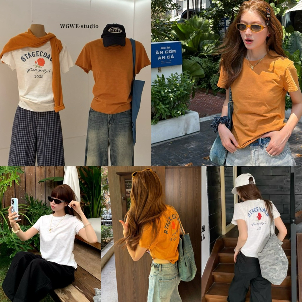 📍พร้อมส่ง📍10236# เสื้อยืดคอกลมแขนสั้น สกรีนลายด้านหลัง เนื้อผ้าดี ใส่สบาย  TAG:WG.WE 🇰🇷