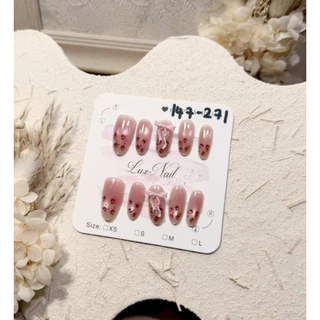 เล็บปลอมทรงสั้นสีลูกแก้วลายน่ารักมินิมอล FN147 5แถม1 ไซส์M ฟรีเซตกาว เล็บปลอมราคาส่ง เล็บปลอมติดไปเรียน