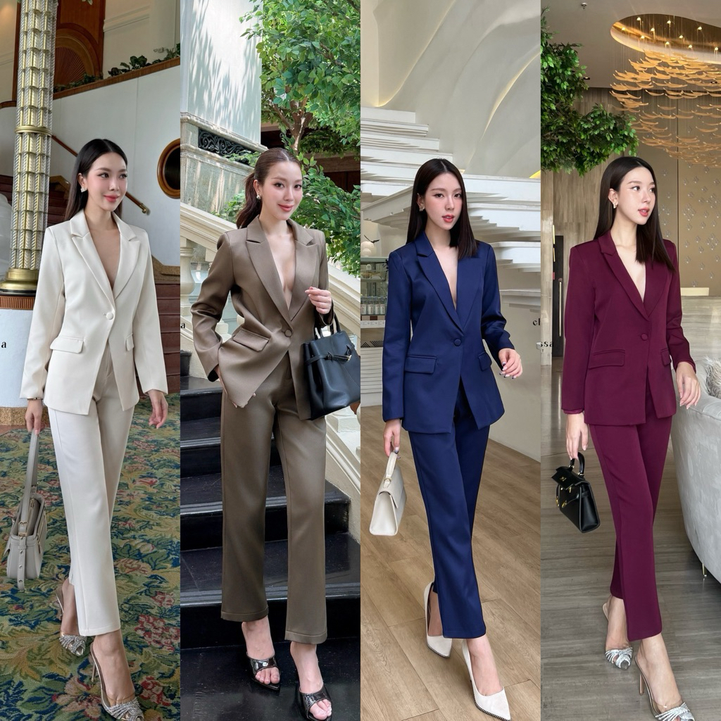 สูทS-3XL code: CC049 ชุดเซทสูทสีดำ สูทไปงาน งานป้าย Charissa