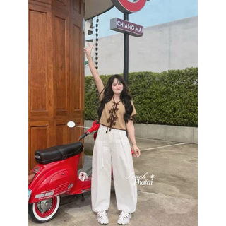 เสื้อผูกหน้าผ้าฝ้ายแต่งกุ้น