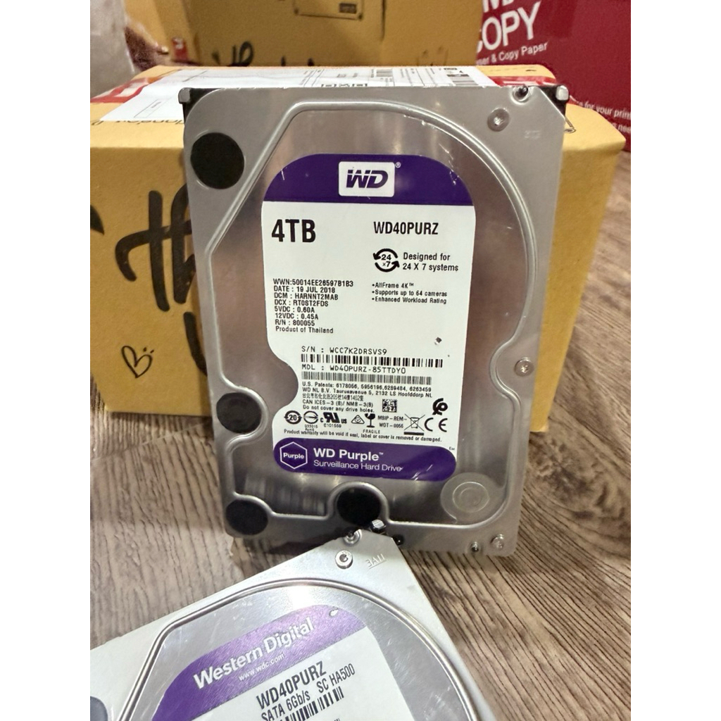 HDD Wd Purple ใช้กับกล้องวงจรปิด 2tb/4tb(สินค้ามีประกัน)