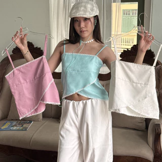 Sistersfabric - Tulip top สายเดี่ยวสายปรับได้ ซิปข้าง ผ้ากัน UV protection