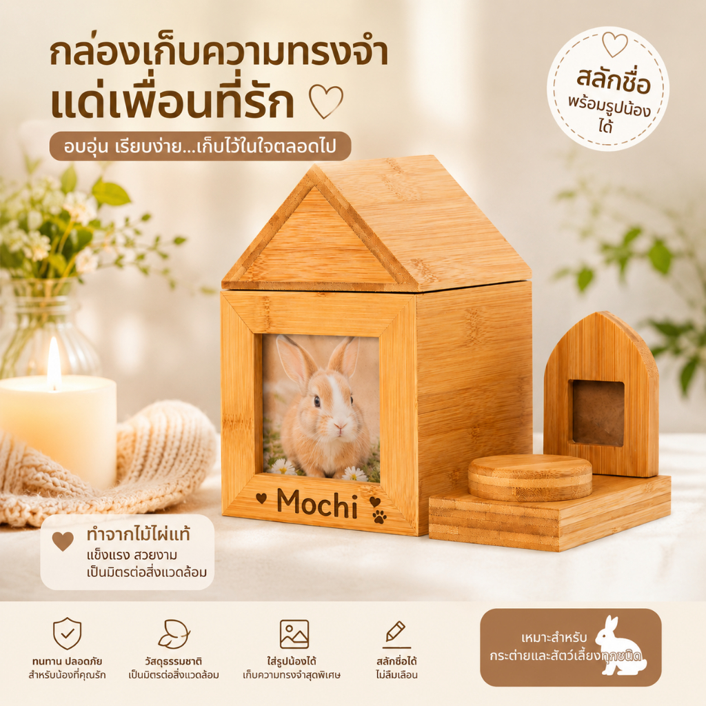โกศสัตว์เลี้ยงน้องกระต่าย งานไม้ โกศชิบะอินุสําหรับขี้เถ้าโกศสัตว์สําหรับอาชีสัตว์เลี้ยงศพ