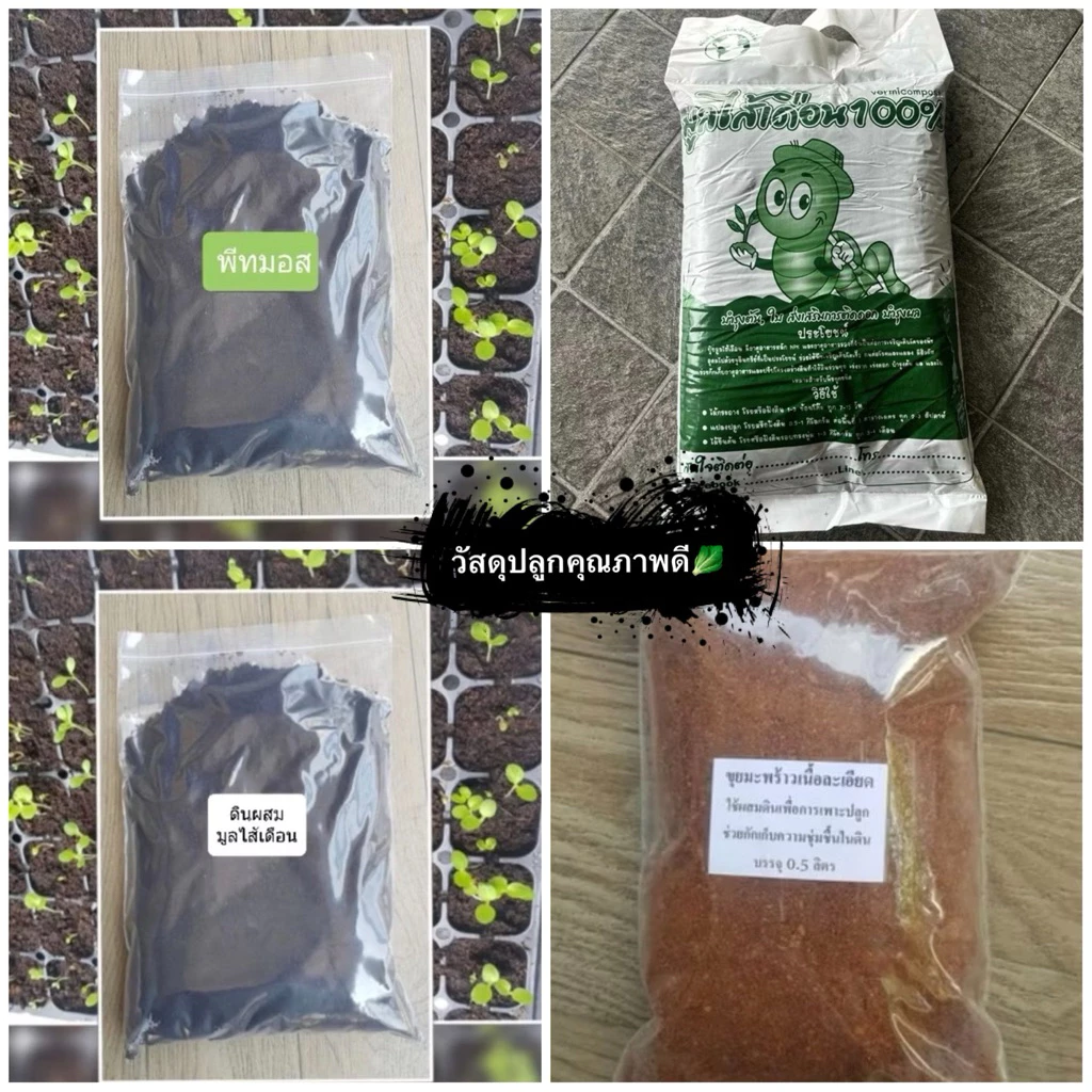 มูลไส้เดือนแท้🥬พีทมอสเพาะเมล็ด🍃ดินผสมมูลไส้เดือนพร้อมปลูก🌳วัสดุปลูกคุณภาพดี