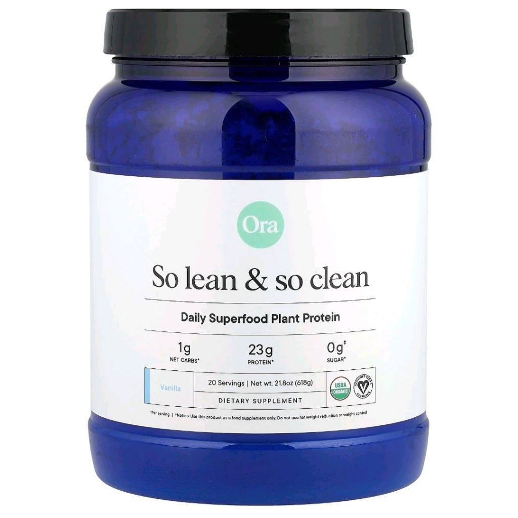 Ora, So Lean & So Clean, Daily Superfood Plant Protein, Vanilla, 21.8 oz (618 g)