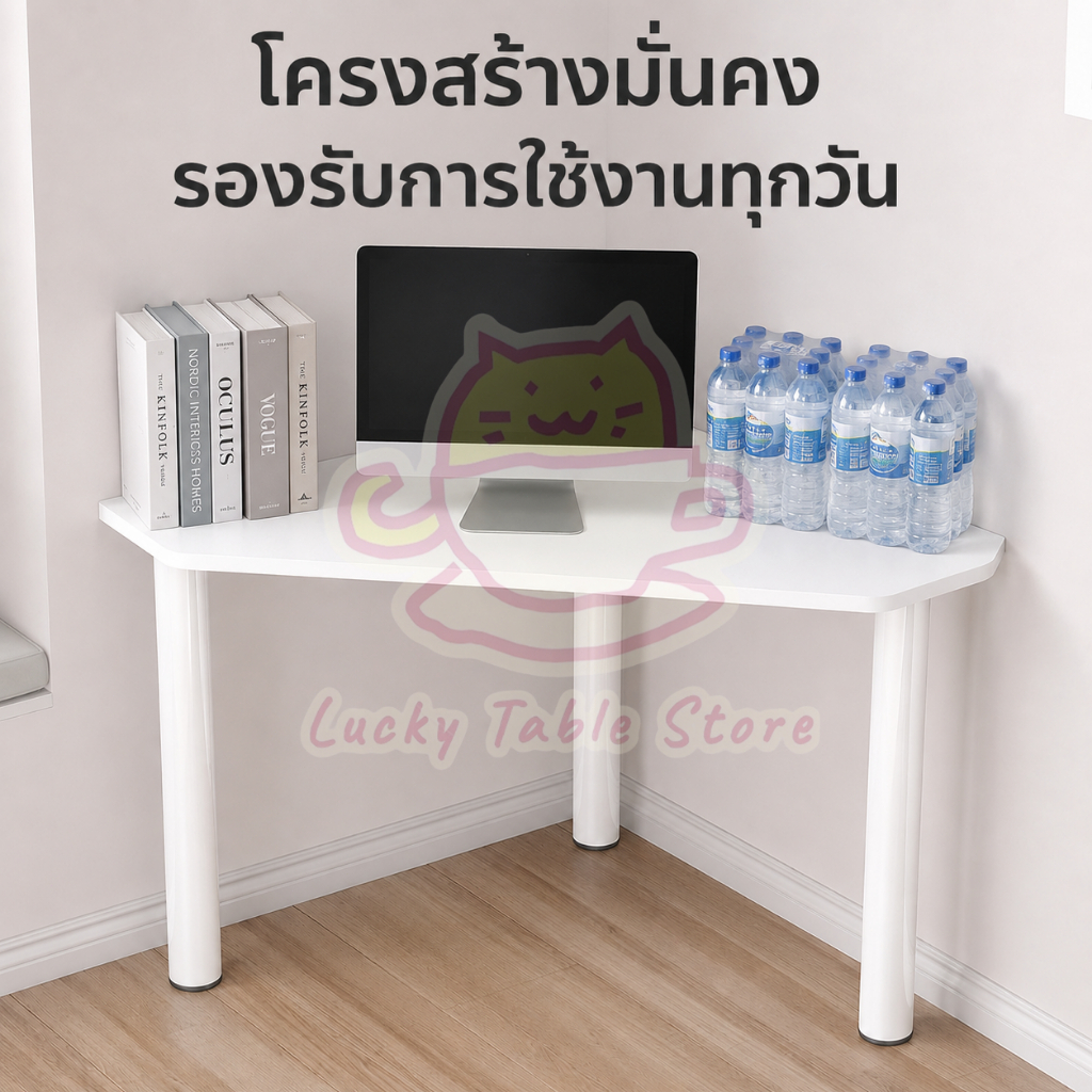 โต๊ะเข้ามุมสามเหลี่ยม สีขาว ขนาด 82/110 ซม. โต๊ะทำงาน รูปที่ 6