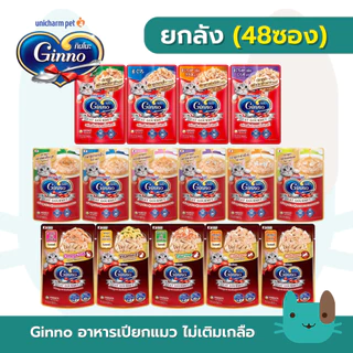 (ยกลัง) Ginno อาหารเปียกแมวกินโนะ 48 ซอง เกรดพรีเมี่ยม ไม่เติมเกลือ