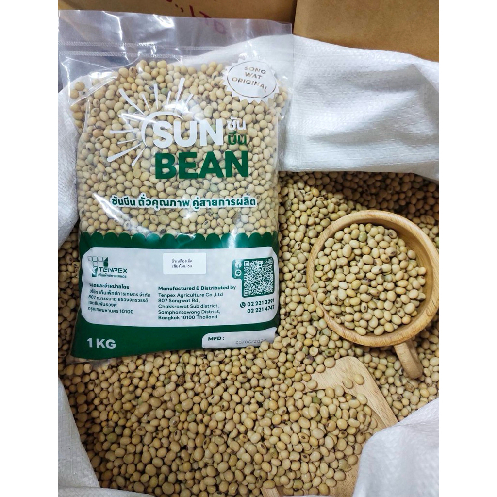 ถั่วเหลืองเม็ดไทย พันธุ์เชียงใหม่ 60 Non GMO ตรา Sun Bean ขนาด 1 กิโลกรัม