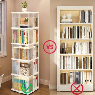 【ABS+PET】RevolvingBookcase ชั้นวางหนังสือ หมุนได้ ตู้หนังสือสูงจา กพื้นจรดเพดานกับชั้นวาง องศาหมุนประหยัดพื้นที่