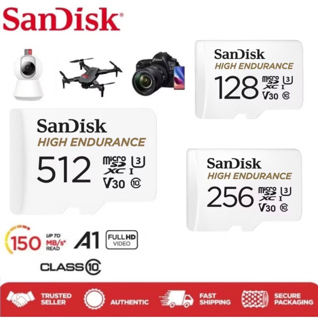 SanDisk Micro SD Card SDHC SDXC MAX ENDURANCE 4K ( 32GB, 64GB, และ 128GB ) R/W 100/40mb/s
