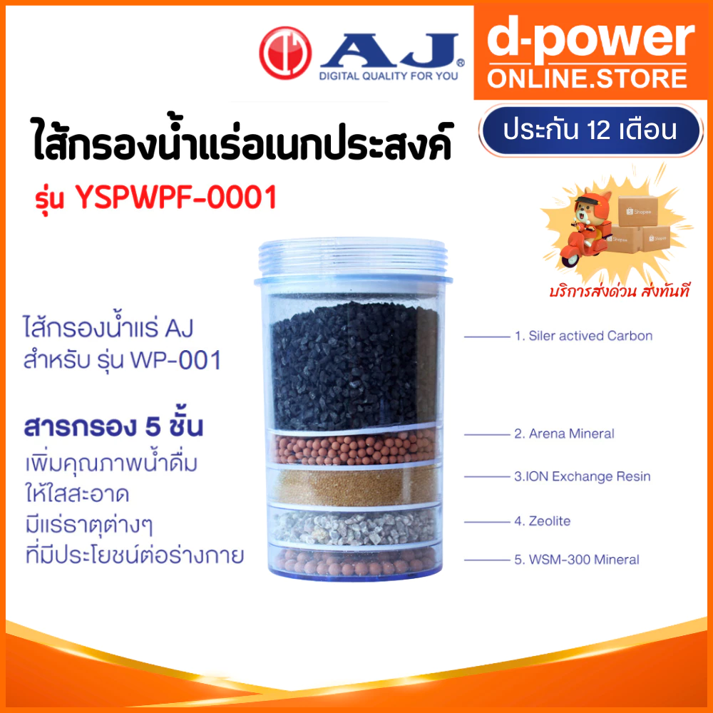 AJ รุ่น YSPWPF-0001 ไส้กรองน้ำแร่อเนกประสงค์ สำหรับเครื่องกรองน้ำรุ่น WP-001 พร้อมส่ง ละเอียด 0.5 ไมครอน