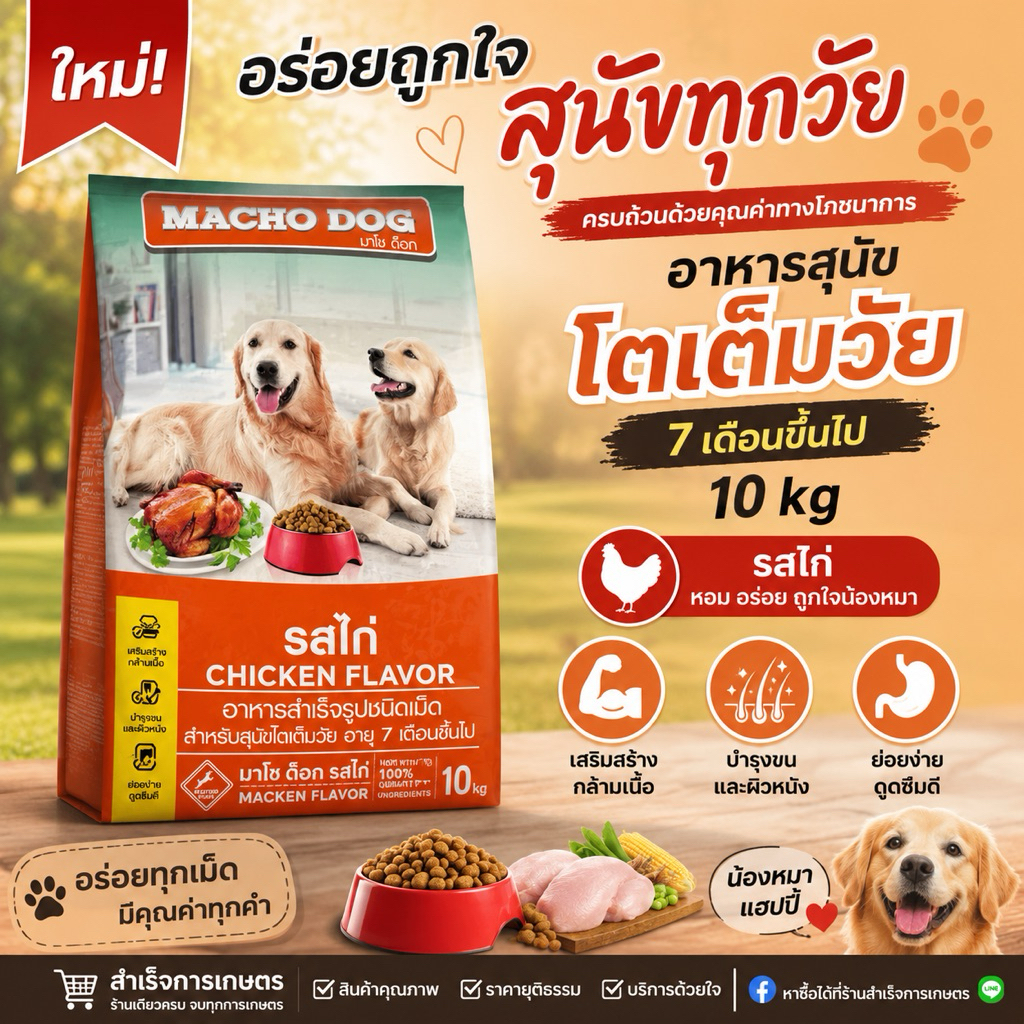 อาหารสุนัข มาโชว์ รสไก่ 10kg