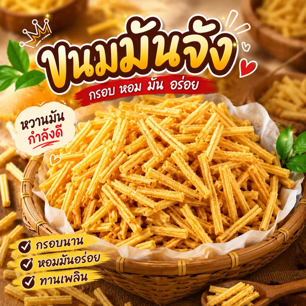 ขนมมันจัง เข้มข้น กรอบ อร่อย น้ำหนัก500กรัมและ 1000กรัม
