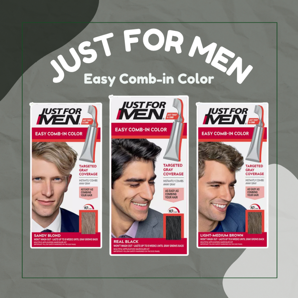 (พร้อมส่ง) Just For Men - Easy Comb-In Color ยาย้อมผมผู้ชายแบบหวี ปิดผมหงอก สีผมธรรมชาติ ใช้งานง่าย ไม่ต้องผสม