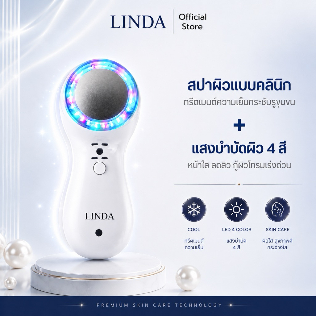 (ด่วนใกล้หมด🔥)  LINDASKIN เครื่องนวดหน้าไครโอเย็น CRYO ICE THERAPY ของแท้ 100%