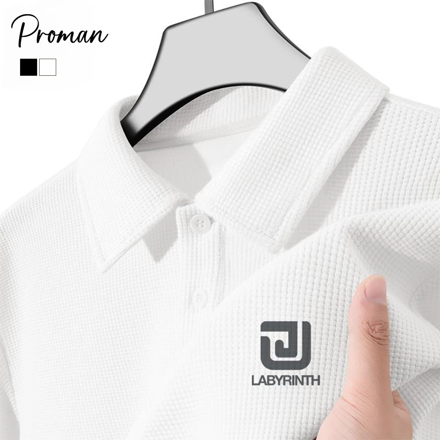 PROMAN พร้อมส่ง เสื้อโปโลผู้ชาย ผ้าวาฟเฟิล พิมพ์ลายตัวอักษร ทรงเข้ารูปขั้นพื้นฐาน ไซส์ใหญ่ ลำลอง ระบายอากาศได้ดี กีฬา
