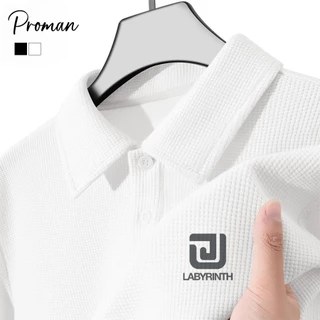 PROMAN พร้อมส่ง เสื้อโปโลผู้ชาย ผ้าวาฟเฟิล พิมพ์ลายตัวอักษร ทรงเข้ารูปขั้นพื้นฐาน ไซส์ใหญ่ ลำลอง ระบายอากาศได้ดี กีฬา