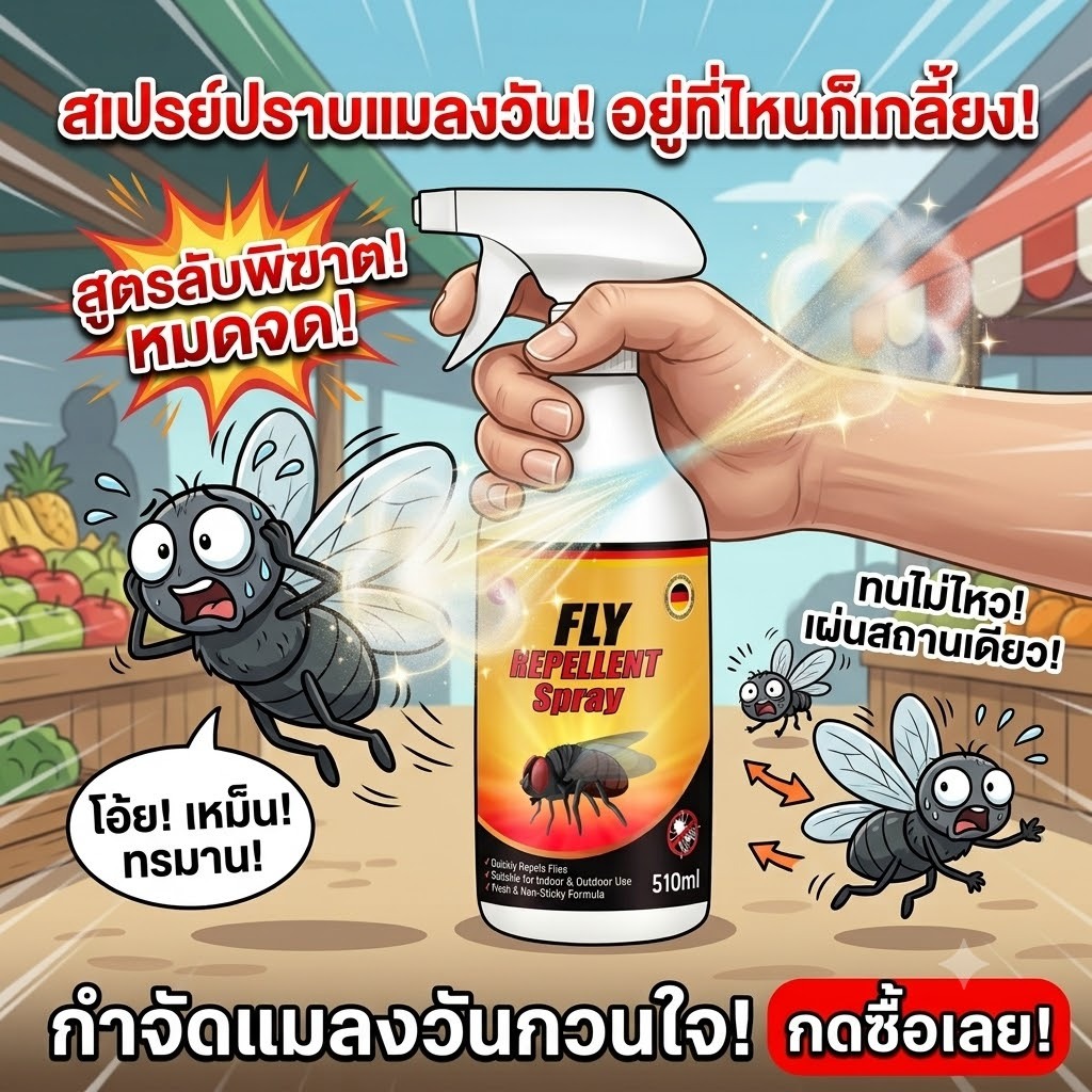 ยาฉีดแมลงวัน สเปรย์ไล่แมลงวัน ไล่แมลงวัน ป้องกันยาวนาน 510ml