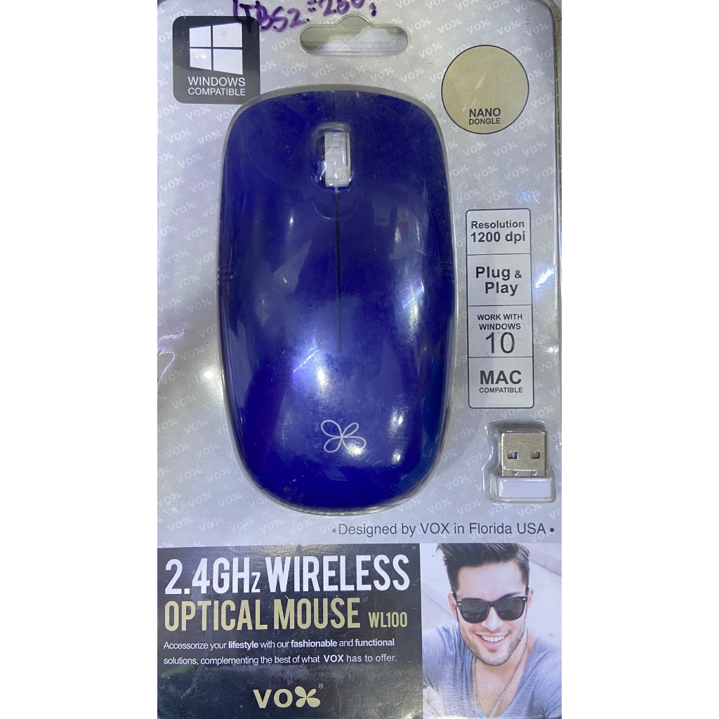 VOX WL100 เมาส์ไร้สาย 2.4GHz Optical Mouse ความละเอียด 1200 DPI