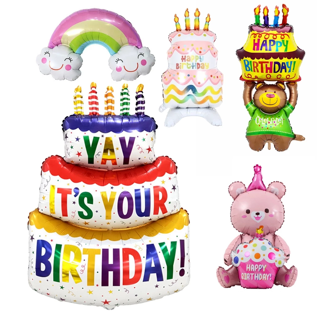 ส่งจากไทย ลูกโป่งฟอยล์เค้กวันเกิด ลูกโป่งวันเกิด ลูกโป่งฟอยล์ Balloon Happy Birthday Party