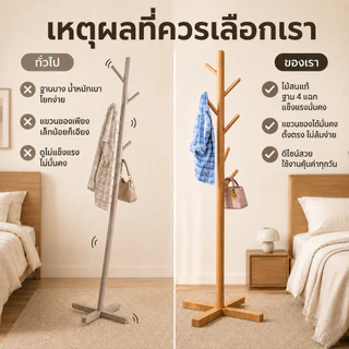 iF ที่แขวนกระเป๋า ทำจากไม้สนธรรมชาติ แขวนเสื้อได้ ราวแขวน สำหรับหมวก หรือเสื้อผ้า สะดวก ประหยัดพื้นที่