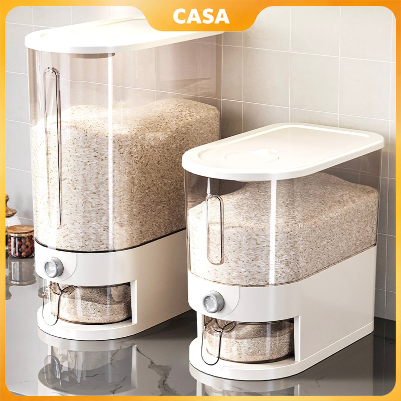 Casa ถังเก็บข้าวสาร 5KG/10KG ที่ใส่ข้าวสาร มีฝาปิด กันน้ำ กันแมลง ทนทาน ใช้งานง่าย สำหรับครัวเรือน