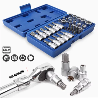 SAVITAR ชุดลูกบล็อก 34ชิ้น 3/8" รวมลูกบล็อกเดือยโผล่ E+Torx ลูกบล็อกดาว