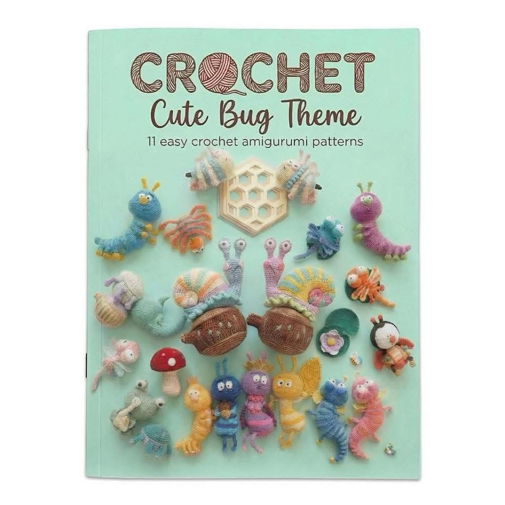 Crochet pattern book titled "Cute Bug Theme"