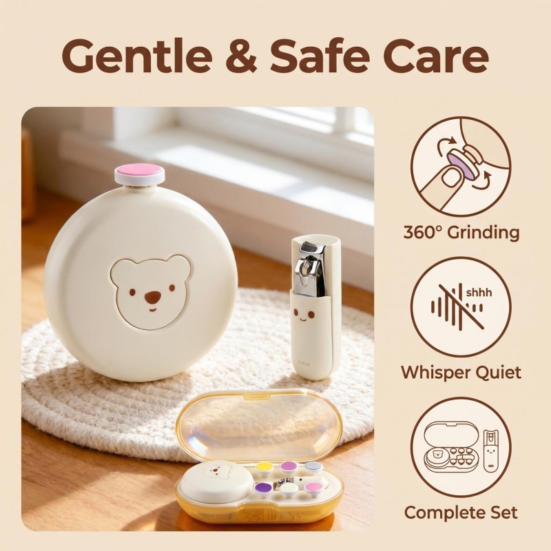 Baby Electric Nail File Kit with Multiple Grinding Heads  Bonus Baby Nail Clipper Newborn Toddler Infant Portable Manic