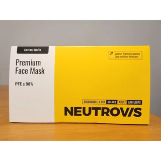 (ตัดรอบ 8.00 น.)Neutrovis Premium face mask Adult นิวโทรวิส หน้ากากพรีเมี่ยมสำหรับผู้ใหญ่(สีขาว)