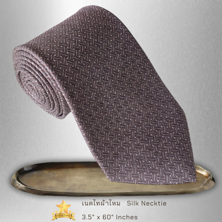 เนคไทผ้าไหม  Silk necktie printed  ลายกราฟฟิก  - จิม ทอมป์สัน - Jim Thompson