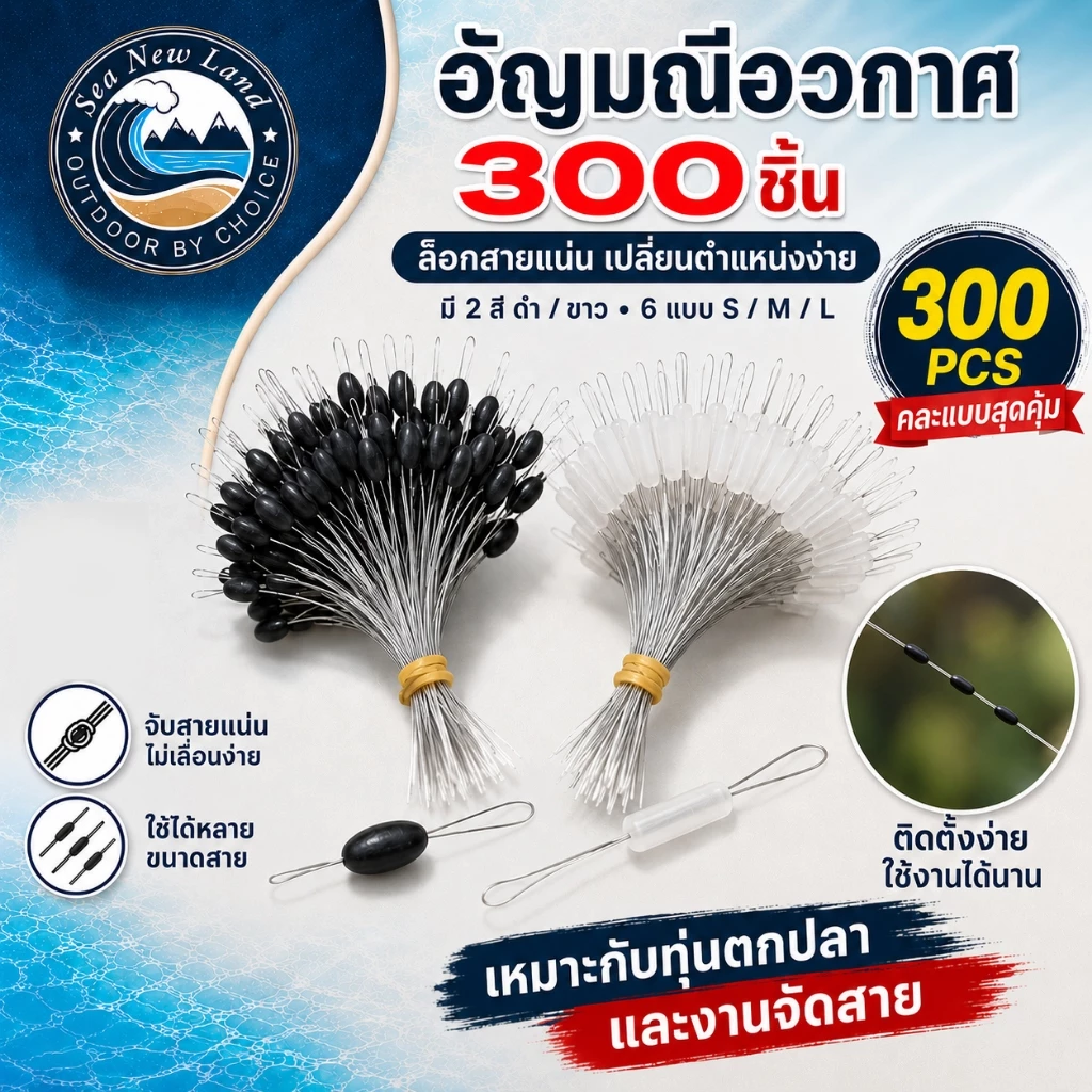 300 ชิ้น/ไลน์สต๊อปเปอร์ ลูก ที่ล็อคทุ่น สำหรับใช้ในการหยุดทุ่นหรือล็อกทุ่นให้อยู่ในระดับในที่ต้องการ