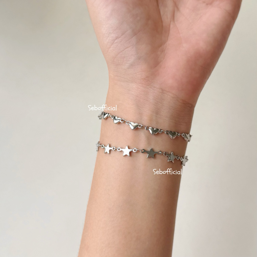 Sebofficial | STAR Bracelet Stainless | กำไลข้อมือสแตนเลส กำไลข้อมือโซ่รูปดาว ไม่ลอกไม่ดำ ไม่มีสายปรับขนาด