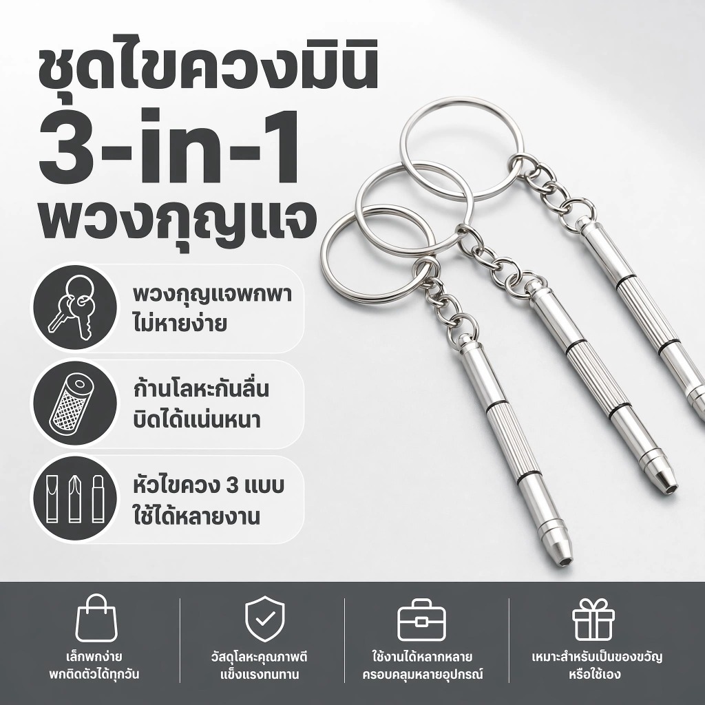 Luxe-T ไขควงแว่นตา 4in1 ชุดไขควงซ่อมแว่นตา พร้อมพวงกุญแจ ขนาดเล็ก พกพาสะดวก ซ่อมนาฬิกา พร้อมส่ง COD
