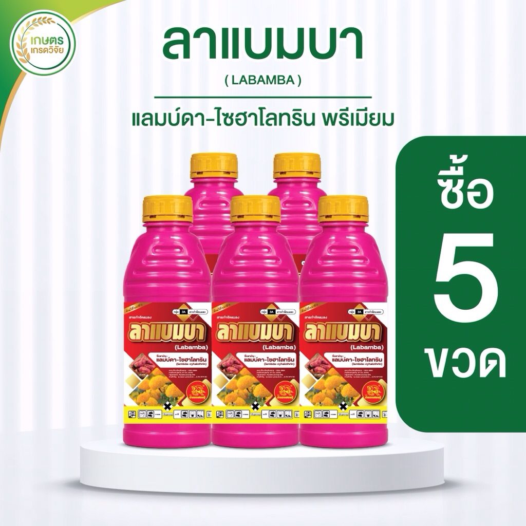 ลาแบมบา ตราม้าทองเศรษฐี **5ขวด**(แลมบ์ดาไซฮาโลทรินพรีเมียม) น็อคสูตรเย็นพ่นได้ทุกระยะ ขนาด1 ลิตรใช้ได้15 ไร่