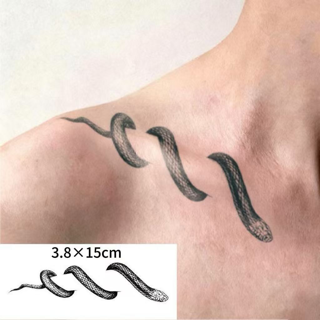 📦CODทั่วไทย 【Magic Tattoo】สติกเกอร์รอยสักลายงูสไตล์ดาร์ก สำหรับกระดูกไหปลาร้า ดีไซน์เซ็กซี่ กันน้ำ ติดทน2สัปดาห์