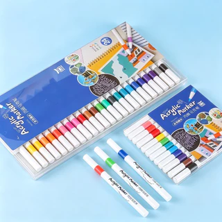 ปากกาอคริลิค มาร์กเกอร์ กันน้ำแห้งเร็ว 12/24/36/48/60/80สี ซ้อนสีได้ หัวยาว ปากกาเพ้นท์ สำหรับนักเรียน อุปกรณ์วาดรูป