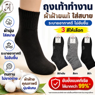 ถุงเท้าผู้ชาย ข้อยาวคลุมตาตุ่ม ถุงเท้าทำงาน ถุงเท้ากีฬา ผ้านุ่ม ระบายอากาศดี 6/12/24 คู่ สีดำ ฟรีไซส์