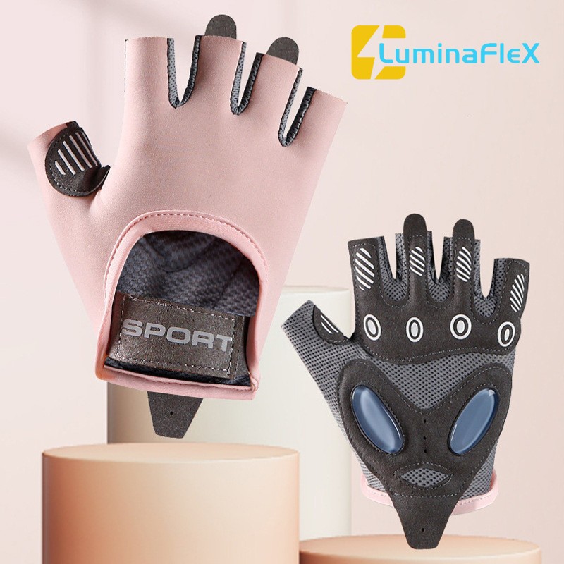 LuminaFlex ถุงมือกีฬา ถุงมือพิลาทิส แบบครึ่งนิ้ว ระบายอากาศได้ดี เหมาะกับการเล่นฟิตเนส ออกกำลังกาย