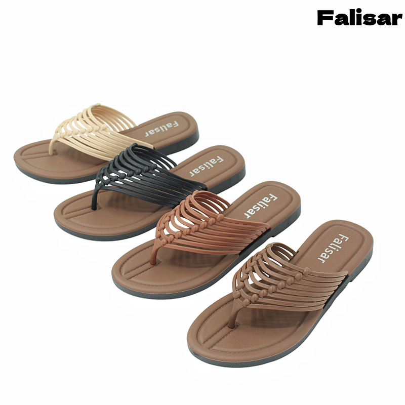 Falisar รองเท้าแตะคีบแฟชั่นผู้หญิง ดีไซน์สายหลายเส้น แมตช์ง่าย พื้นนุ่ม กันลื่น กันน้ำ รุ่น K1603