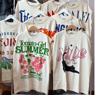 เสื้อยืดแขนล่ำ โอเวอร์ไซต์ ผ้าดิบวินเทจ ยาว28นิ้ว ใส่ได้ทั้งชายหญิงงานสกินจมเข้าเนื้อผ้า รายเท่ๆน่ารักๆก็มีคร่า