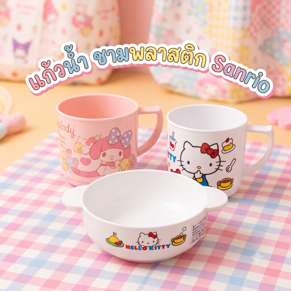 พร้อมส่งจากไทย | แก้วพลาสติก ลาย Sanrio นำเข้าจากญี่ปุ่น แท้100% (แก้วมีหู)