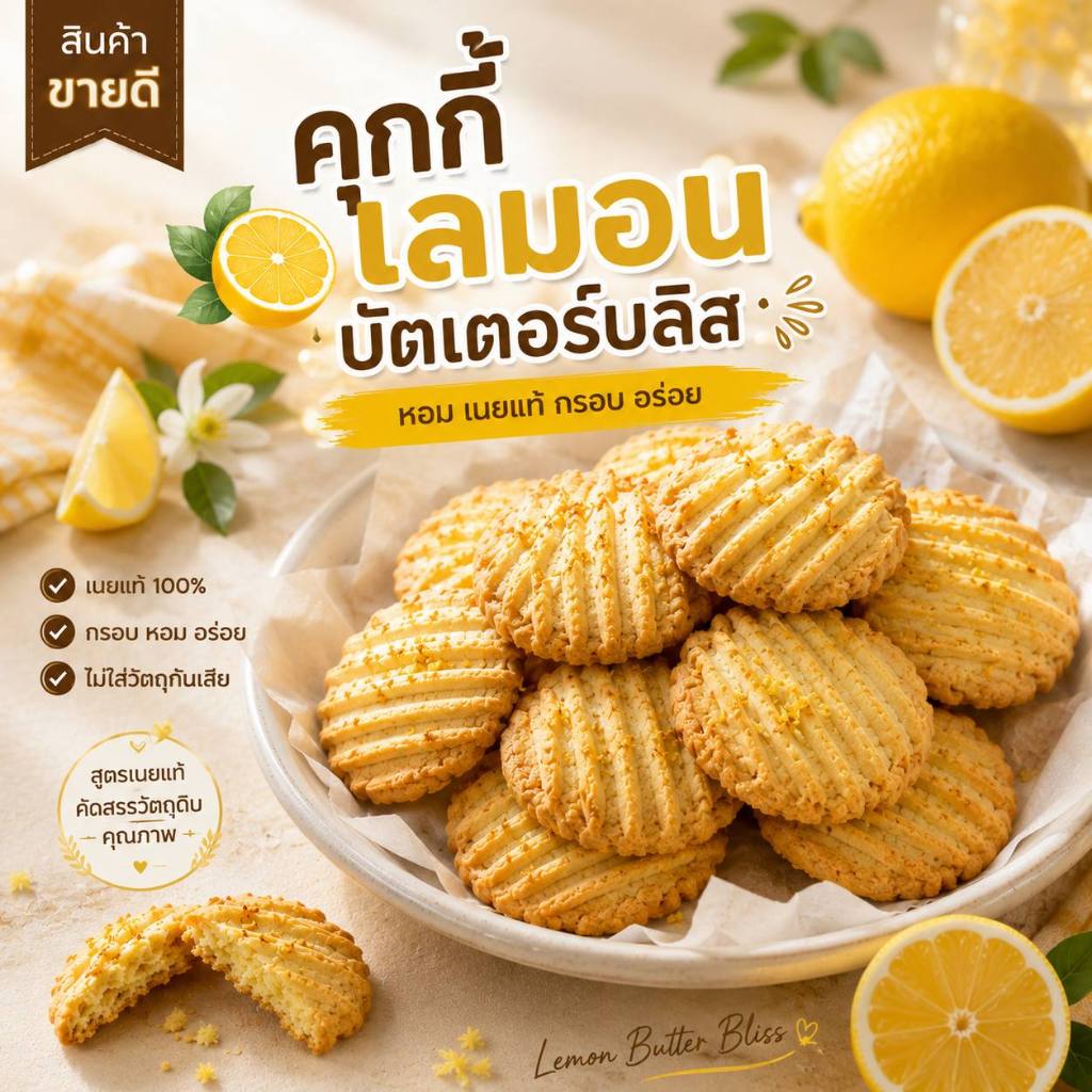 คุกกี้เลม่อนเนยแท้ Lemon Butter Bliss